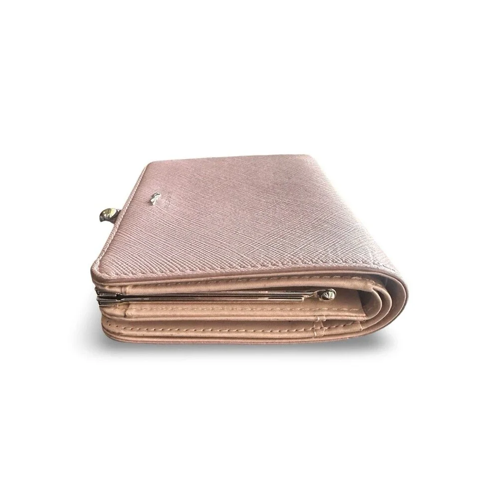Jill Stuart Blush Pink 👀photosBi-fold kisslock wallet "Gloria" cowhide leather - Picture 9 of 11